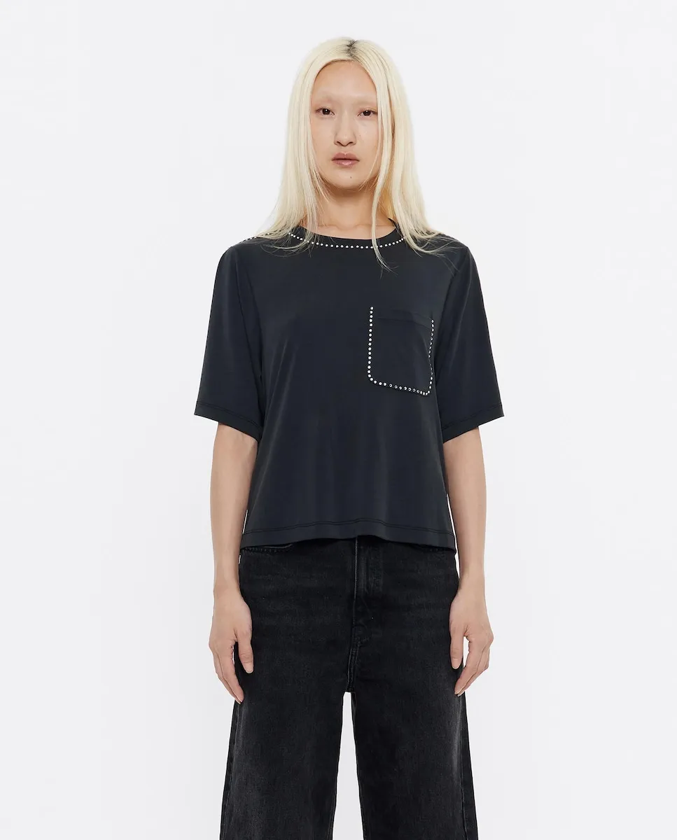 Женская свободная футболка с деталями из модала и камней Bimba y Lola, черный
Женская свободная футболка с деталями из модала и камней Bimba y Lola, черный