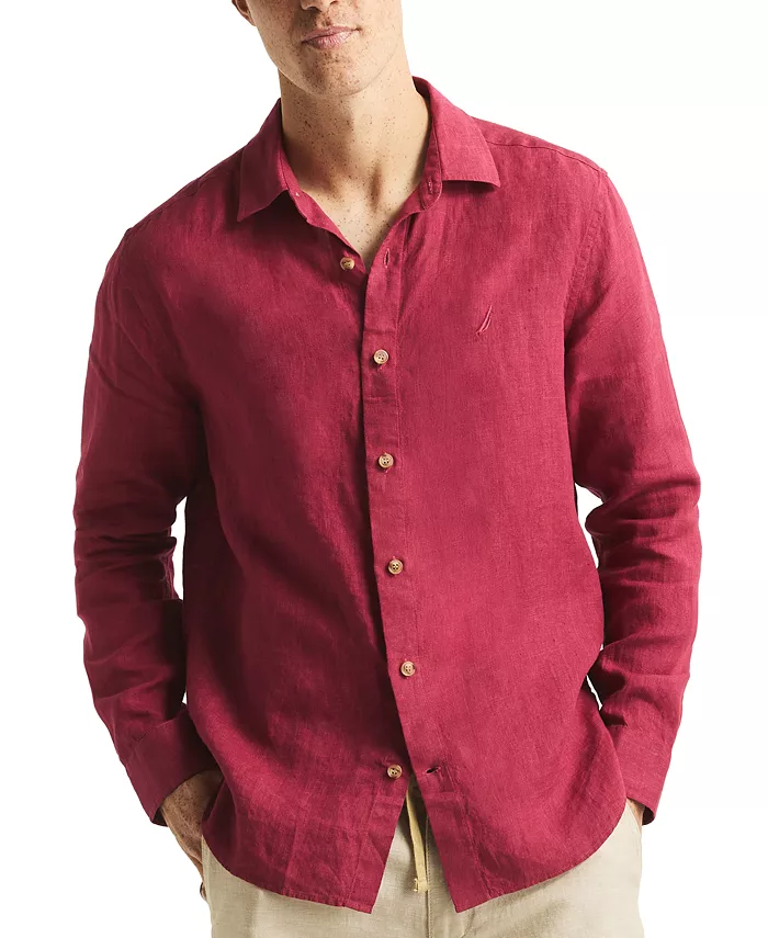 Мужская классическая льняная рубашка с длинным рукавом однотонного цвета Nautica, красный
Мужская классическая льняная рубашка с длинным рукавом однотонного цвета Nautica, красный
