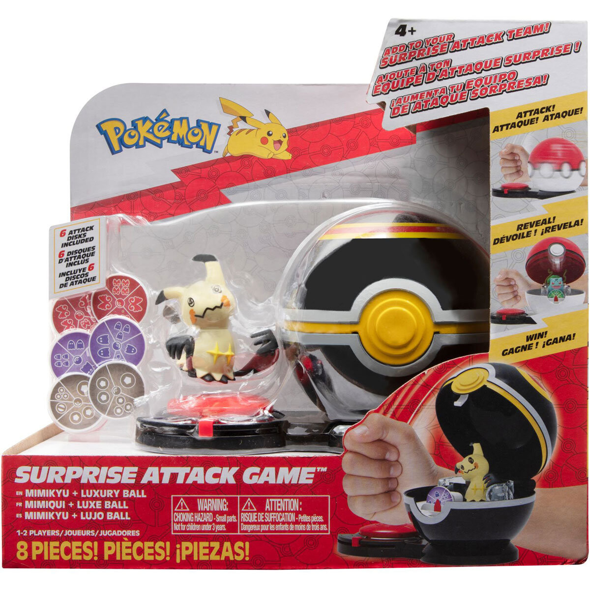 Pokemon, Surprise Attack Game, одиночная упаковка Мимикю с роскошным мячом, серия 2, фигурка
Pokemon, Surprise Attack Game, одиночная упаковка Мимикю с роскошным мячом, серия 2, фигурка