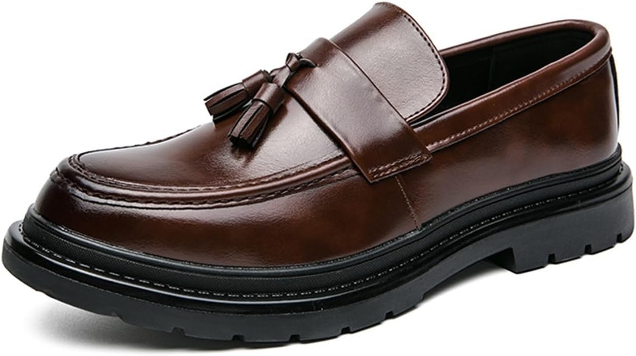 Мужские кожаные лоферы с кисточками на платформе, без шнурков, с круглым носком, рифленой подошвой, противоскользящие, для одежды, повседневные, с низким устойчивым каблуком, бизнес и офисные Dmgyck, коричневый
Мужские кожаные лоферы с кисточками на платформе, без шнурков, с круглым носком, рифленой подошвой, противоскользящие, для одежды, повседневные, с низким устойчивым каблуком, бизнес и офисные Dmgyck, коричневый