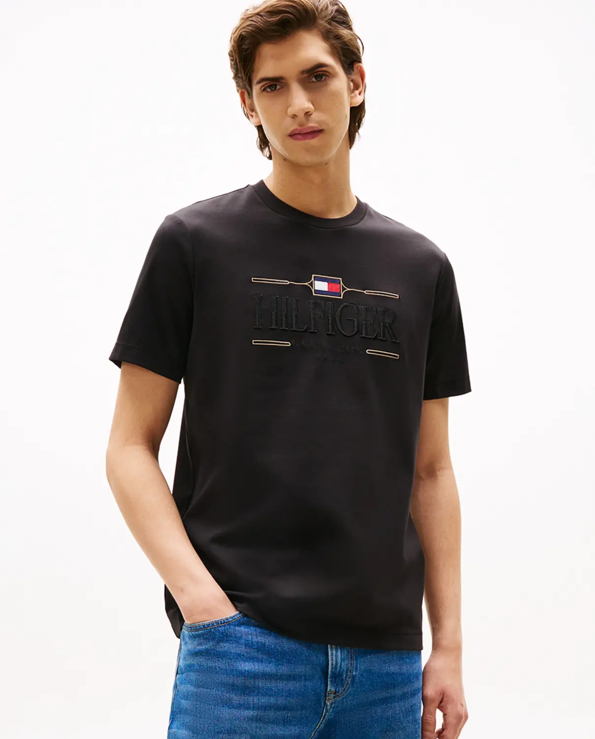 Мужская однотонная футболка с коротким рукавом Tommy Hilfiger, черный
Мужская однотонная футболка с коротким рукавом Tommy Hilfiger, черный