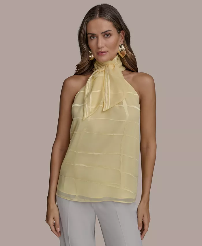 Женский топ-бюстье с запахом на шее Donna Karan New York, желтый 
Женский топ-бюстье с запахом на шее Donna Karan New York, желтый