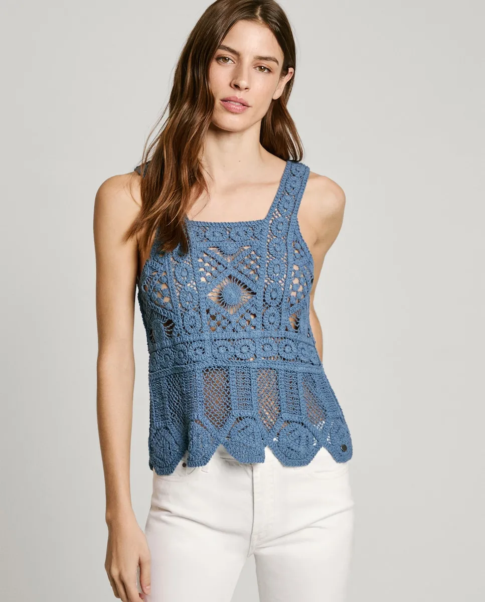 Женский свитер крючком с бретелями Pepe Jeans, синий
Женский свитер крючком с бретелями Pepe Jeans, синий