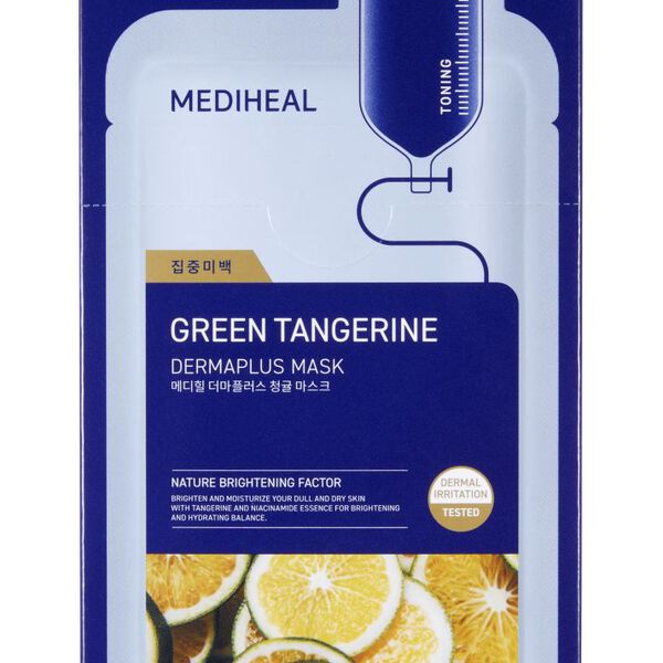 Осветляющая тканевая маска для лица, 22 мл Mediheal Dermaplus green tangerine 
Осветляющая тканевая маска для лица, 22 мл Mediheal Dermaplus green tangerine