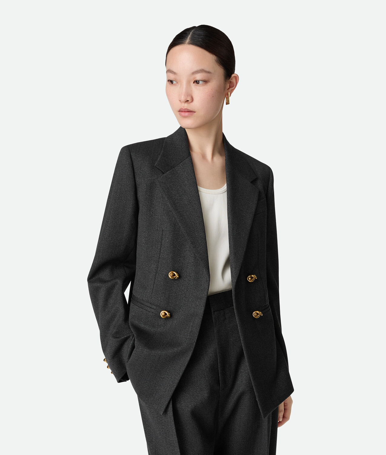 Mouline wool twill jacket BOTTEGA VENETA, угольный/черный
Mouline wool twill jacket BOTTEGA VENETA, угольный/черный
