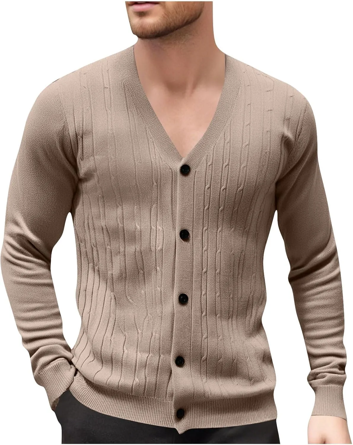 Мужской кардиган с V-образным вырезом и длинными рукавами, вязаный кабельным узором, casual, slim fit
Мужской кардиган с V-образным вырезом и длинными рукавами, вязаный кабельным узором, casual, slim fit