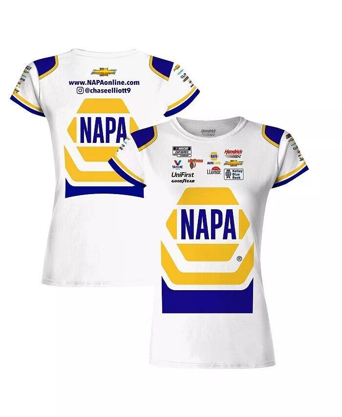 Женская белая футболка Chase Elliott NAPA с сублимированной формой команды Hendrick Motorsports Team Collection
Женская белая футболка Chase Elliott NAPA с сублимированной формой команды Hendrick Motorsports Team Collection