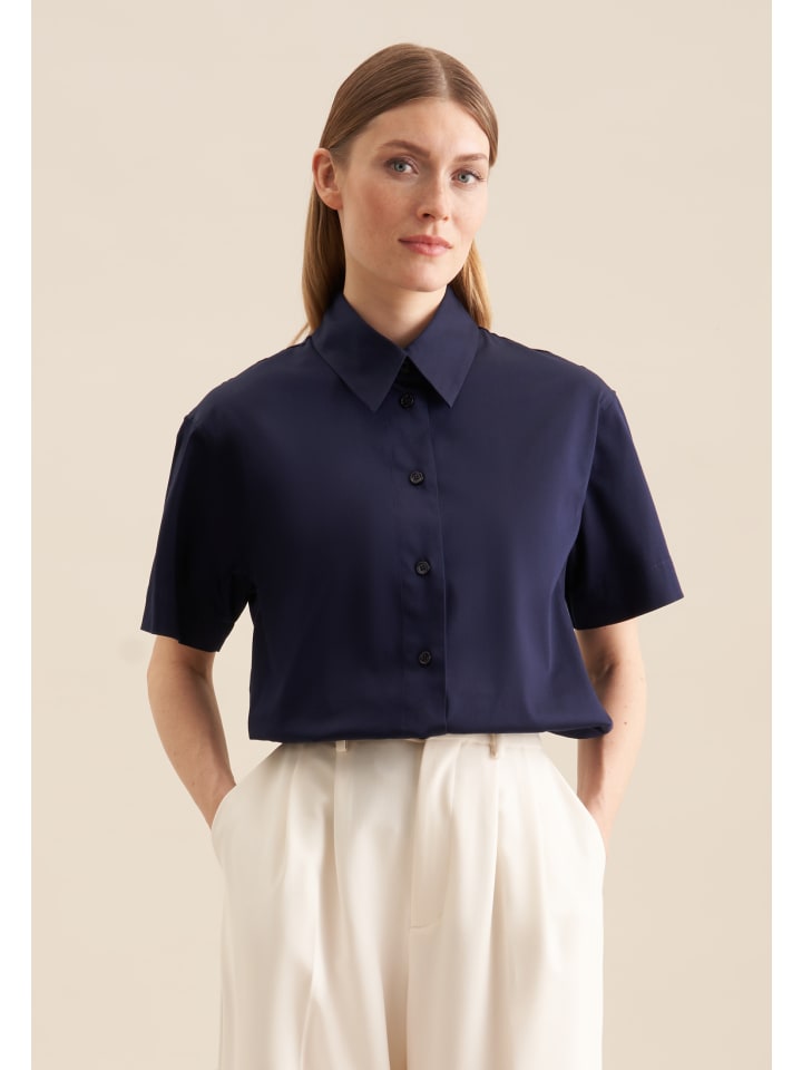 Блузка-рубашка обычной длины темно-синего цвета Seidensticker
Блузка-рубашка обычной длины темно-синего цвета Seidensticker