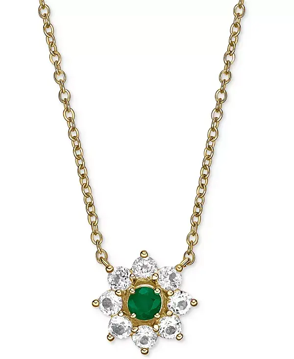 Ожерелье с подвеской в виде цветка длиной 18 дюймов из позолоченного серебра 925 пробы (также с рубином) с изумрудом (1/4 карата) и белым топазом (7/8 карата) Macy'S, emerald
Ожерелье с подвеской в виде цветка длиной 18 дюймов из позолоченного серебра 925 пробы (также с рубином) с изумрудом (1/4 карата) и белым топазом (7/8 карата) Macy'S, emerald