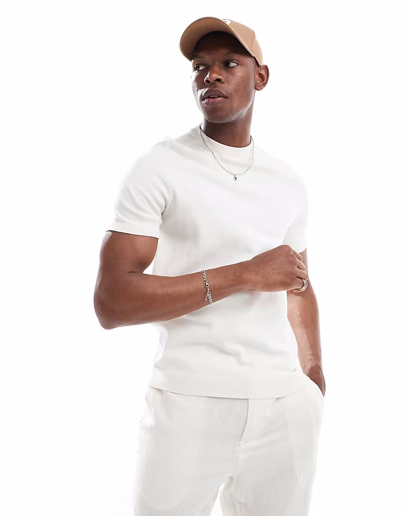 Потертая трикотажная футболка с круглым вырезом цвета экрю Threadbare
Потертая трикотажная футболка с круглым вырезом цвета экрю Threadbare