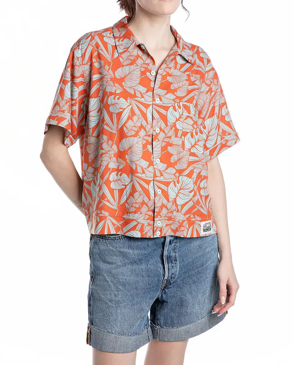 Женская рубашка с короткими рукавами и цветочным принтом Replay, оранжевый
Женская рубашка с короткими рукавами и цветочным принтом Replay, оранжевый