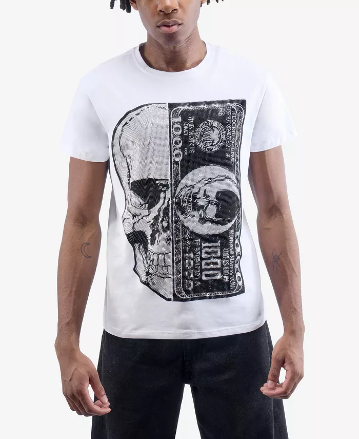 Мужская футболка с черепом и деньгами в стразах HEADS OR TAILS, белый
Мужская футболка с черепом и деньгами в стразах HEADS OR TAILS, белый