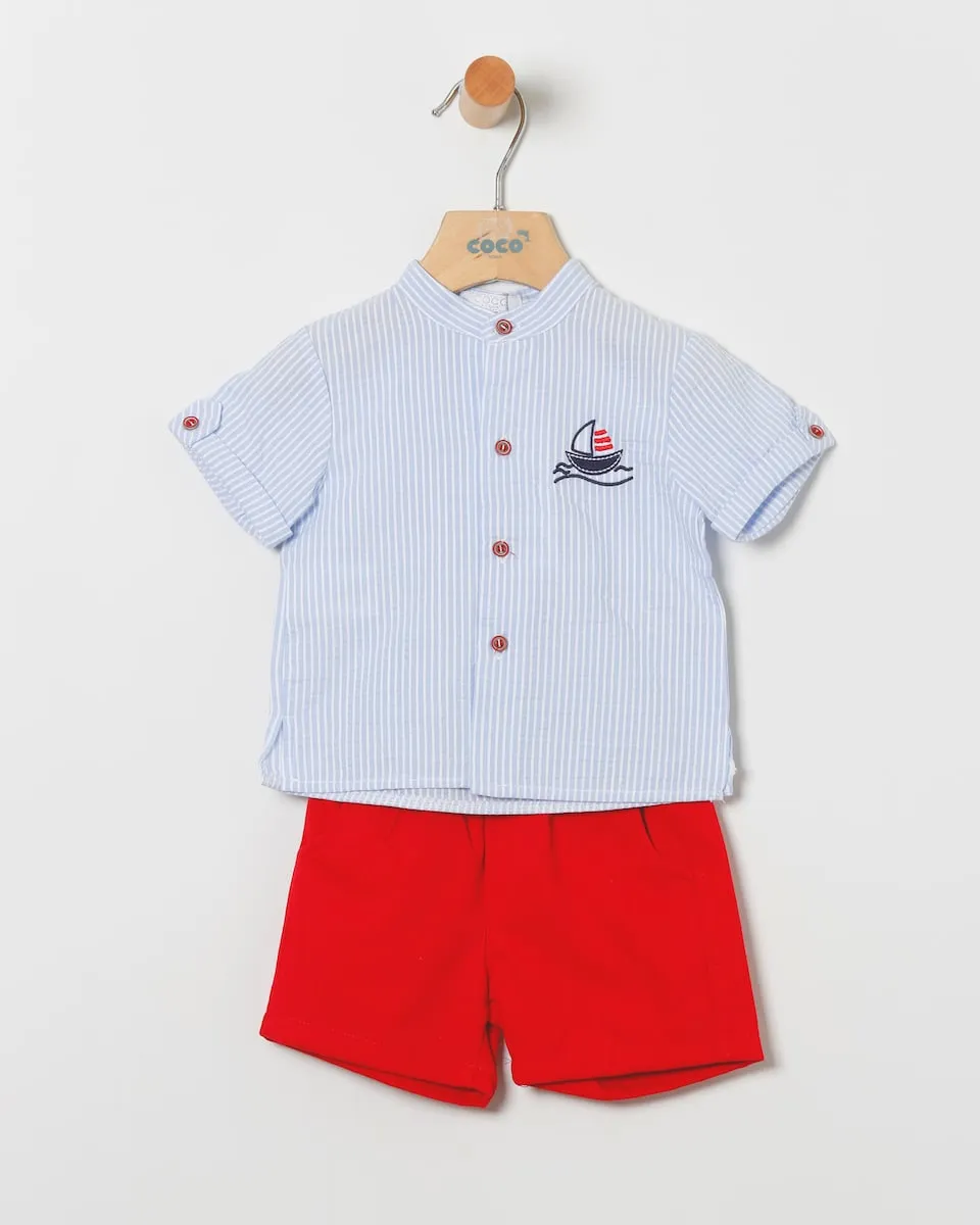 Детский комплект для мальчика: полосатая рубашка и однотонные шорты Coco Acqua, красный
Детский комплект для мальчика: полосатая рубашка и однотонные шорты Coco Acqua, красный