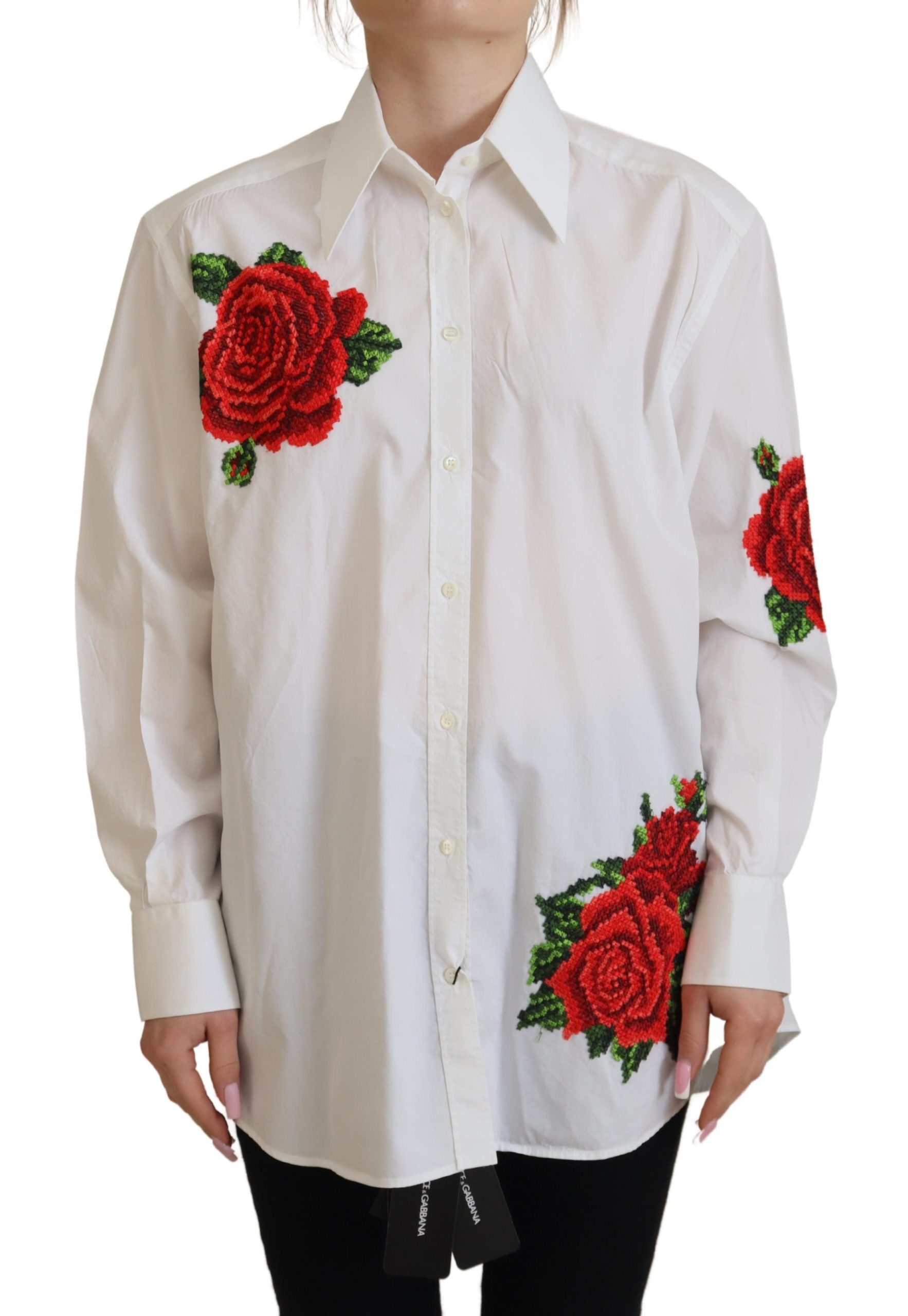 Элегантная рубашка из смесового шелка с цветочной вышивкой Dolce & Gabbana, белый
Элегантная рубашка из смесового шелка с цветочной вышивкой Dolce & Gabbana, белый