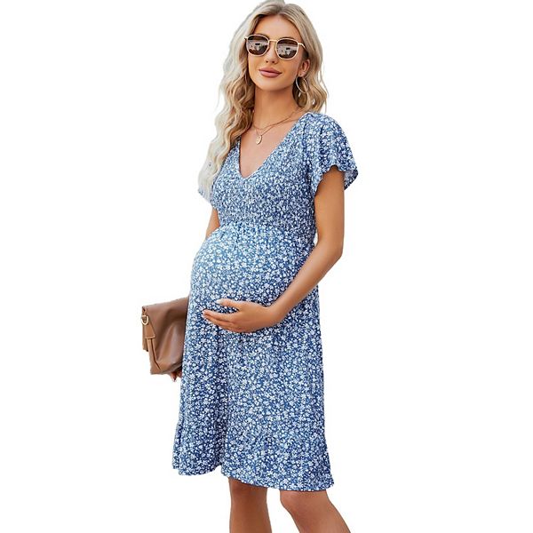 Женское платье для беременных с v-образным вырезом, присборенными короткими рукавами, в стиле бохо с рюшами и расклешенным силуэтом, миди Seoria, Blue Flower
Женское платье для беременных с v-образным вырезом, присборенными короткими рукавами, в стиле бохо с рюшами и расклешенным силуэтом, миди Seoria, Blue Flower