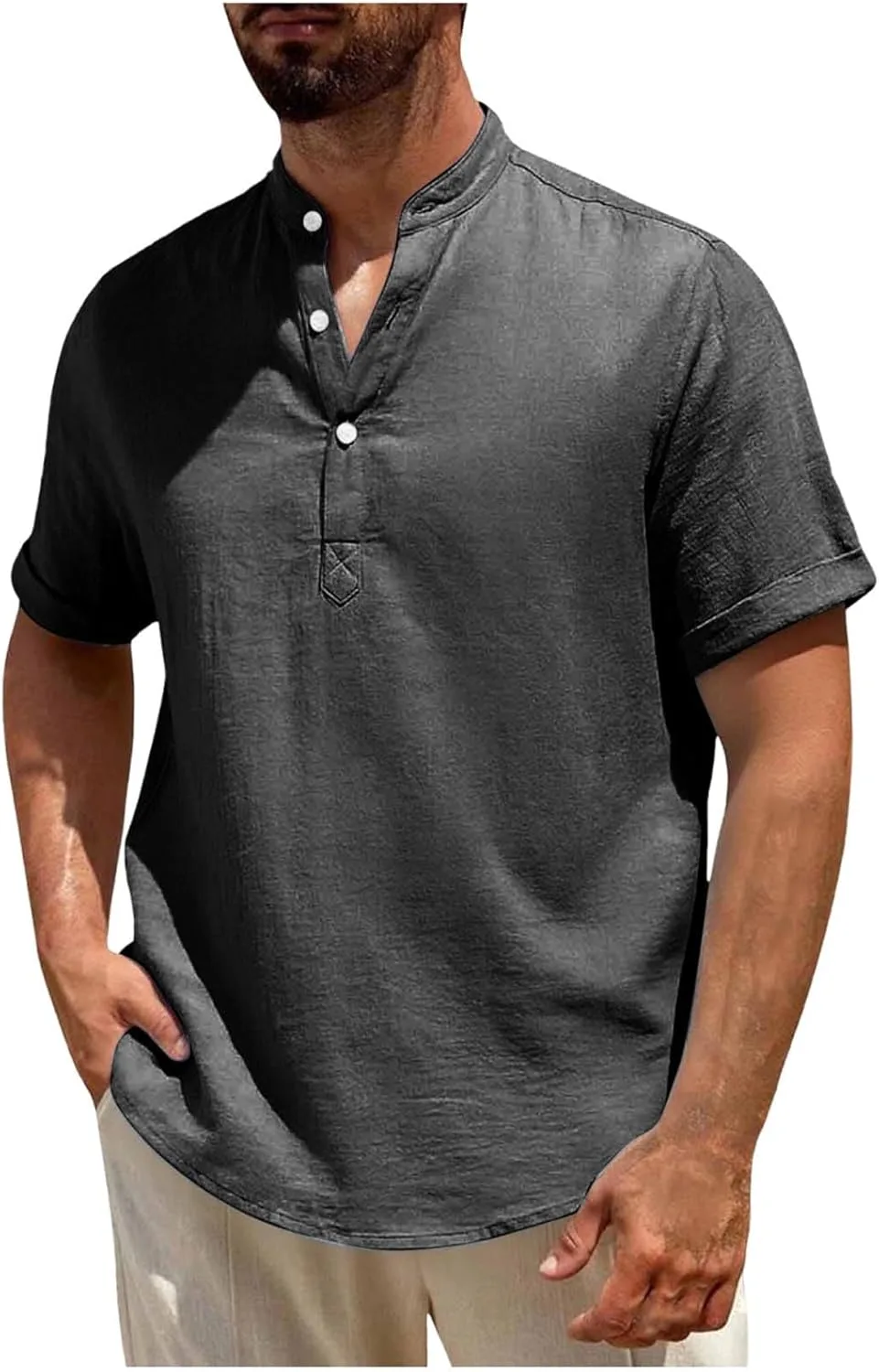 Хлопковая льняная рубашка для мужчин с коротким рукавом slim-fit
Хлопковая льняная рубашка для мужчин с коротким рукавом slim-fit