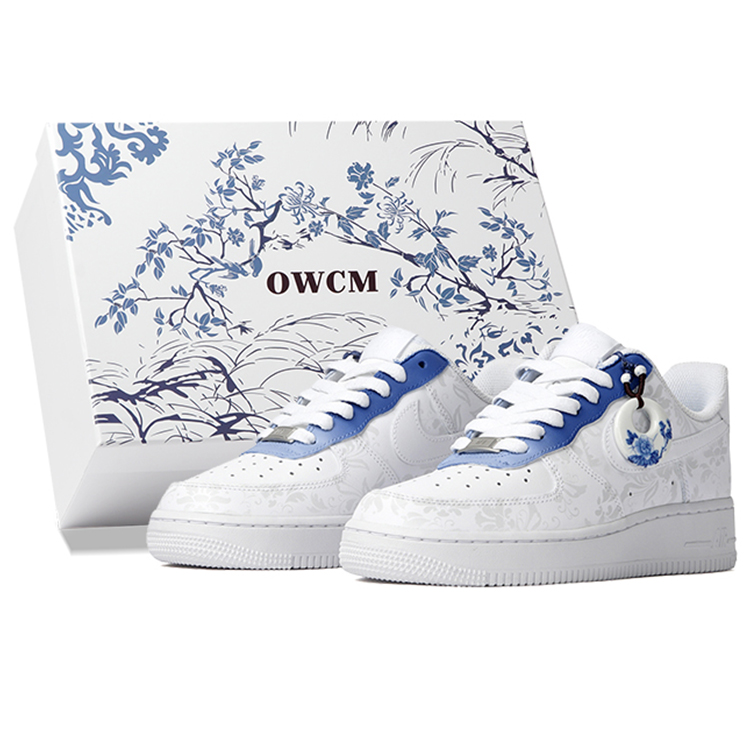 Nike Кроссовки Air Force 1 '07 Low Top для скейтбординга, мужские, белые, синие 
Nike Кроссовки Air Force 1 '07 Low Top для скейтбординга, мужские, белые, синие