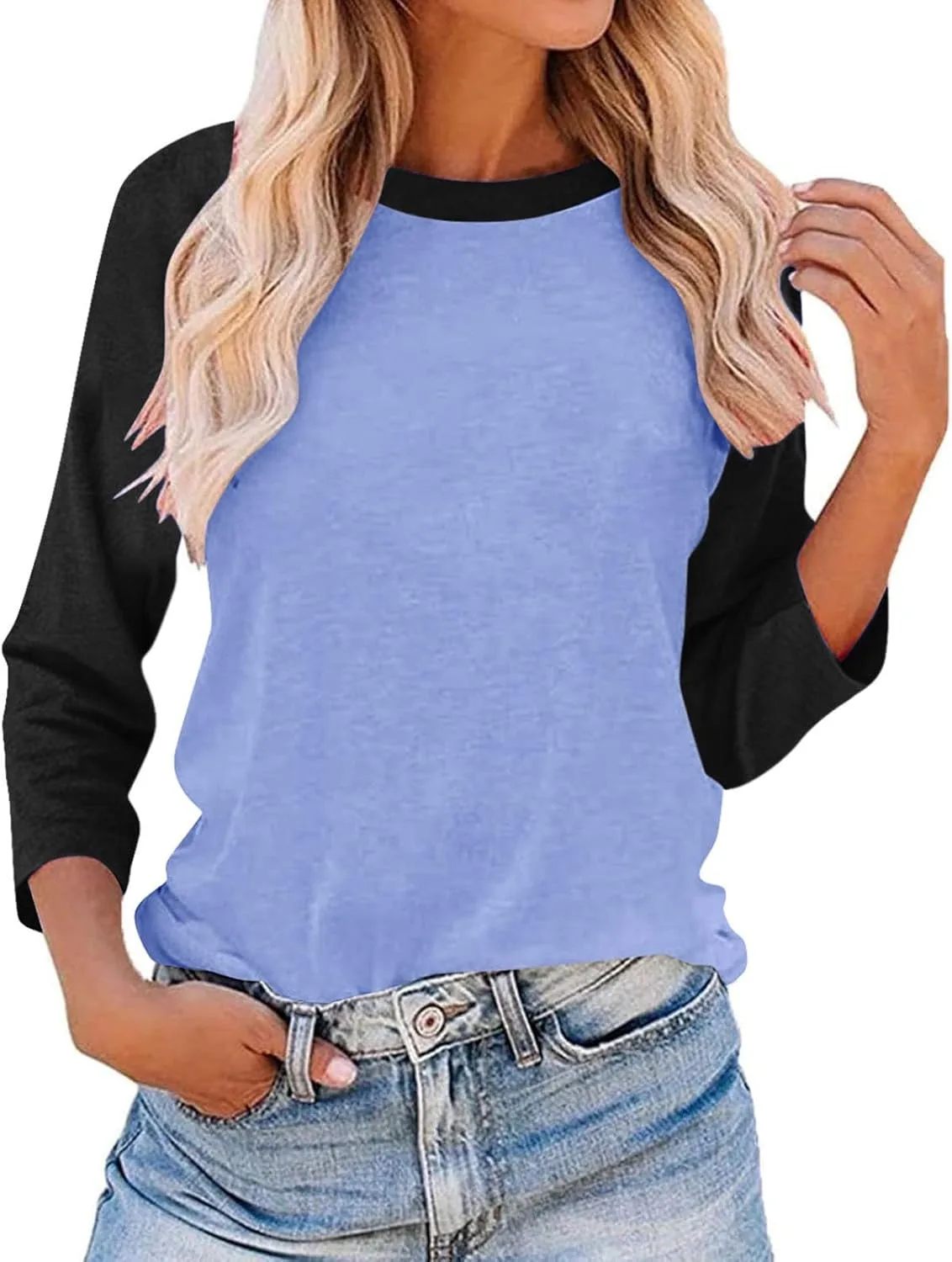 Бейсбольная блузка с рукавом 3/4 и цветными блоками
Бейсбольная блузка с рукавом 3/4 и цветными блоками