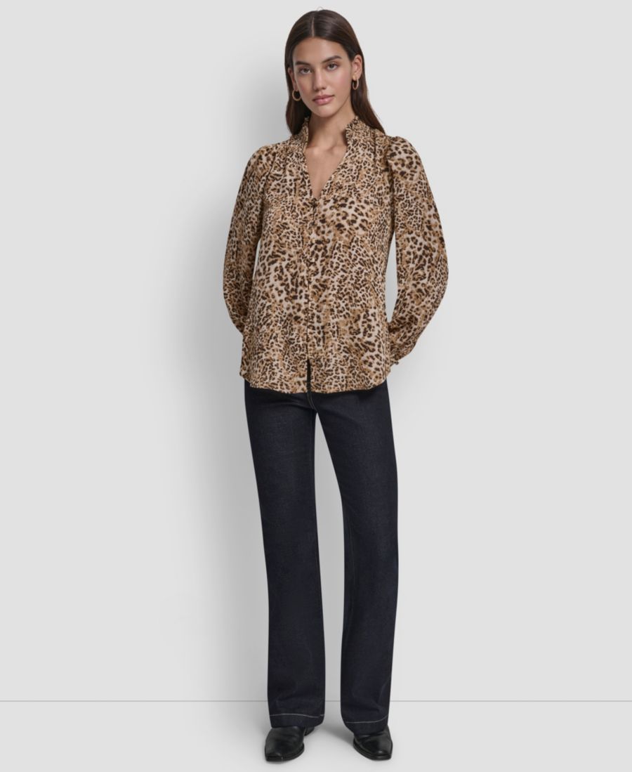 Женская рубашка с присборенным воротником DKNY Jeans, Shadow Leopard Whiskey
Женская рубашка с присборенным воротником DKNY Jeans, Shadow Leopard Whiskey