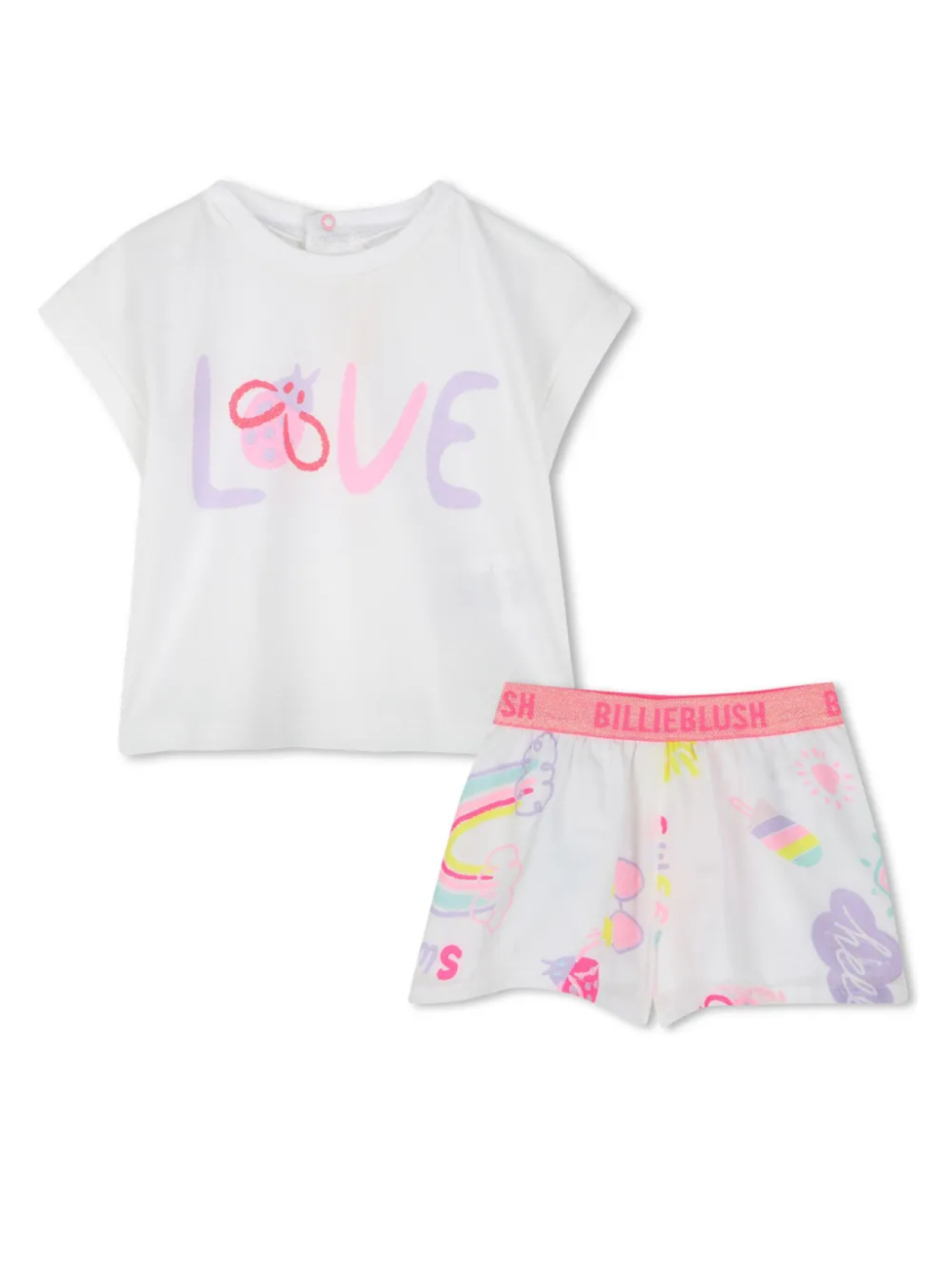Billieblush комплект из футболки и шортов с принтом, белый 
Billieblush комплект из футболки и шортов с принтом, белый