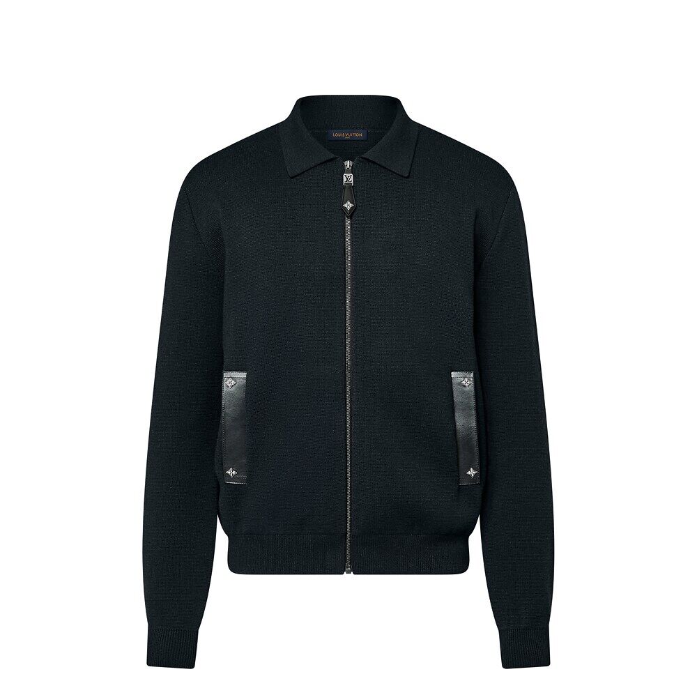 Вязаный блузон с кожаными деталями Louis Vuitton, черный
Вязаный блузон с кожаными деталями Louis Vuitton, черный