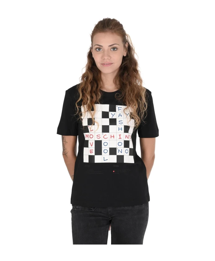 Черная хлопковая футболка с круглым вырезом Love Moschino, черный
Черная хлопковая футболка с круглым вырезом Love Moschino, черный