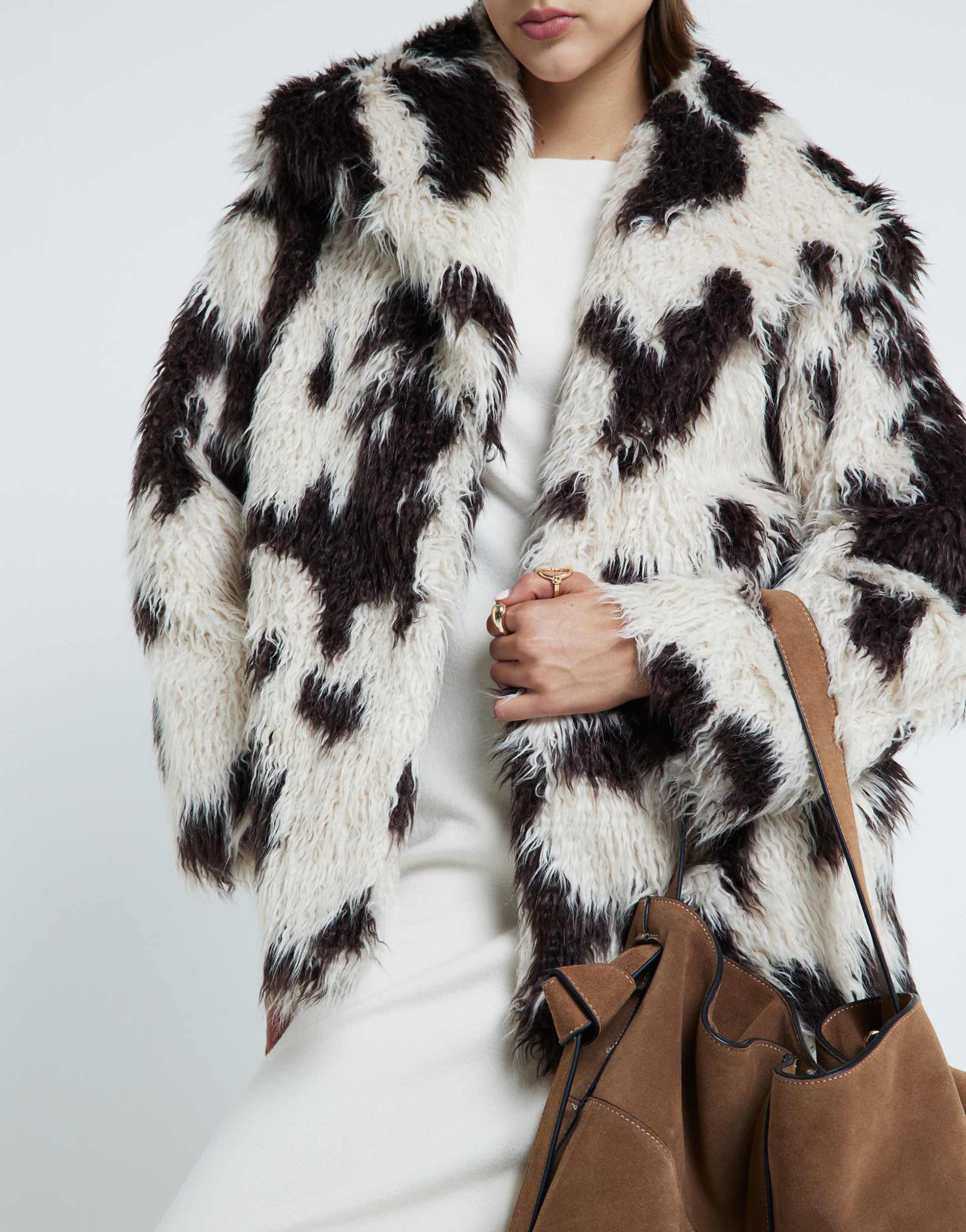 Пальто из искусственного меха River Island, кремовый/коричневый
Пальто из искусственного меха River Island, кремовый/коричневый