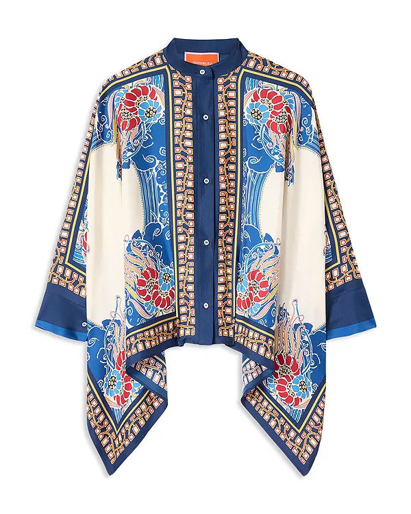 Шелковая рубашка-фулар La Doublej, синий
Шелковая рубашка-фулар La Doublej, синий