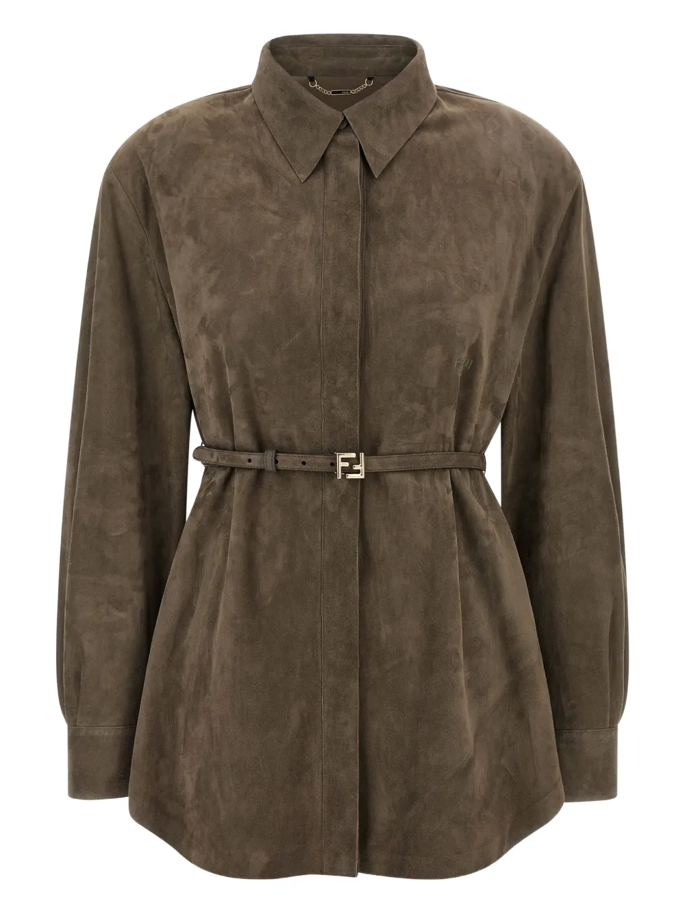 Рубашка из замши с логотипным ремнем Fendi, серый
Рубашка из замши с логотипным ремнем Fendi, серый