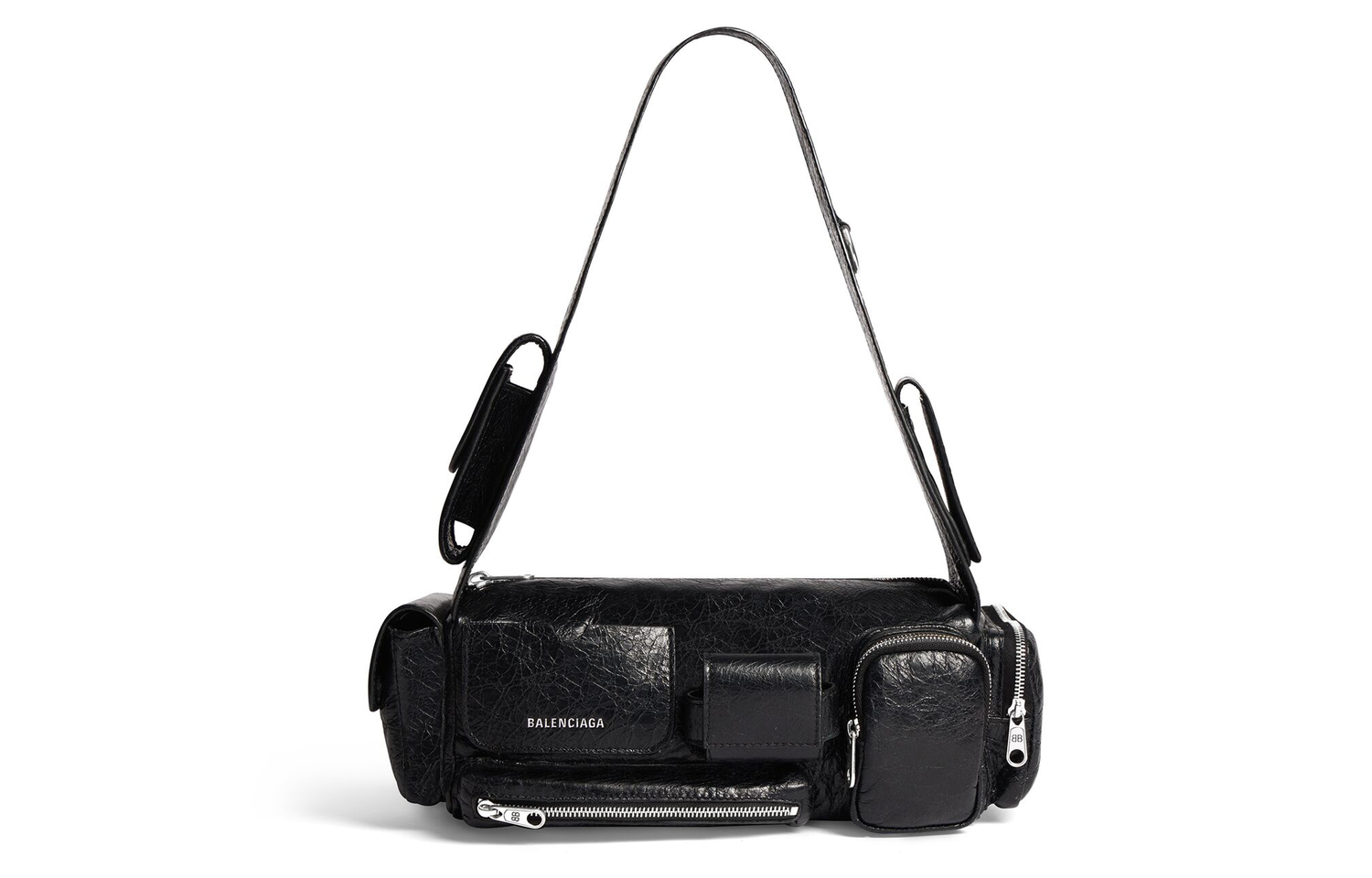 Сумка Balenciaga женская черная из тонкой овчины с тканевыми вставками, через плечо
Сумка Balenciaga женская черная из тонкой овчины с тканевыми вставками, через плечо