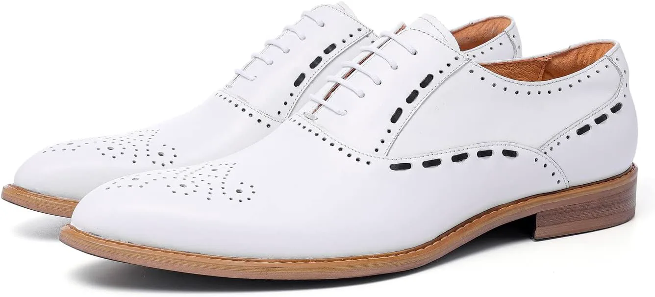Мужские белые оксфорды Santimon - классические туфли из натуральной кожи с круглым носком, броги с декоративной перфорацией, шнуровка, дерби для свадьбы и деловых мероприятий, белый
Мужские белые оксфорды Santimon - классические туфли из натуральной кожи с круглым носком, броги с декоративной перфорацией, шнуровка, дерби для свадьбы и деловых мероприятий, белый