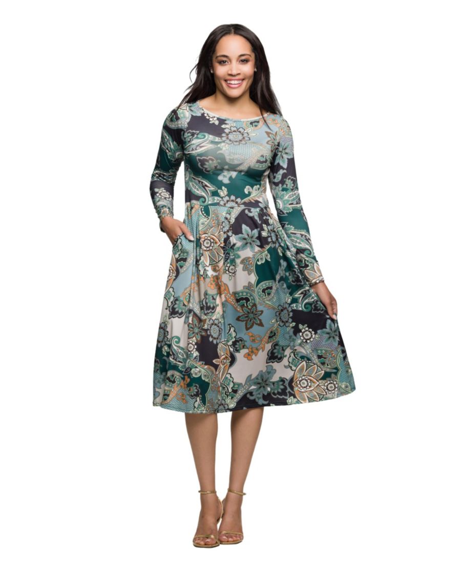 Женское платье миди с длинными рукавами 24seven Comfort Apparel, Green Multi
Женское платье миди с длинными рукавами 24seven Comfort Apparel, Green Multi