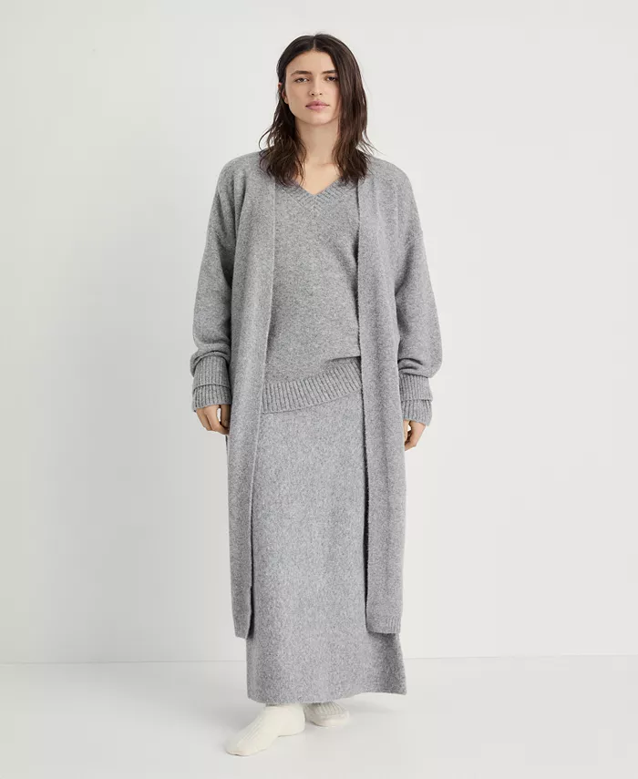 Женский длинный вязаный кардиган-свитер MANGO, серый
Женский длинный вязаный кардиган-свитер MANGO, серый