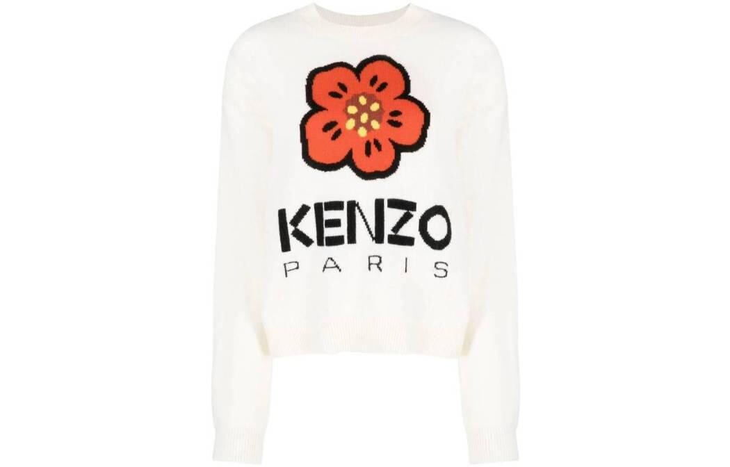 Свитер Kenzo с жаккардовым узором, белый 
Свитер Kenzo с жаккардовым узором, белый