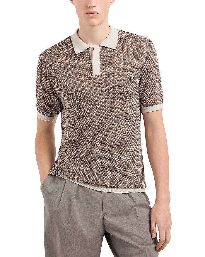 Вязаный жаккардовый пуловер свитер поло Emporio Armani, коричневый/бежевый
Вязаный жаккардовый пуловер свитер поло Emporio Armani, коричневый/бежевый