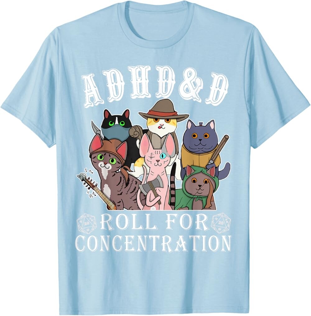 Мужская футболка Funny Tees Gamer RPG Apparel Cats RPG Gamer Roll For Concentration D20 Dice Nerdy, голубой
Мужская футболка Funny Tees Gamer RPG Apparel Cats RPG Gamer Roll For Concentration D20 Dice Nerdy, голубой