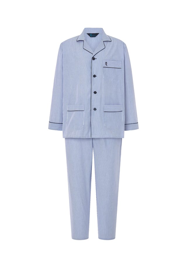 Пижамный воротник с лацканами из ткани поплин в синюю полоску El Búho Nocturno, голубой
Пижамный воротник с лацканами из ткани поплин в синюю полоску El Búho Nocturno, голубой