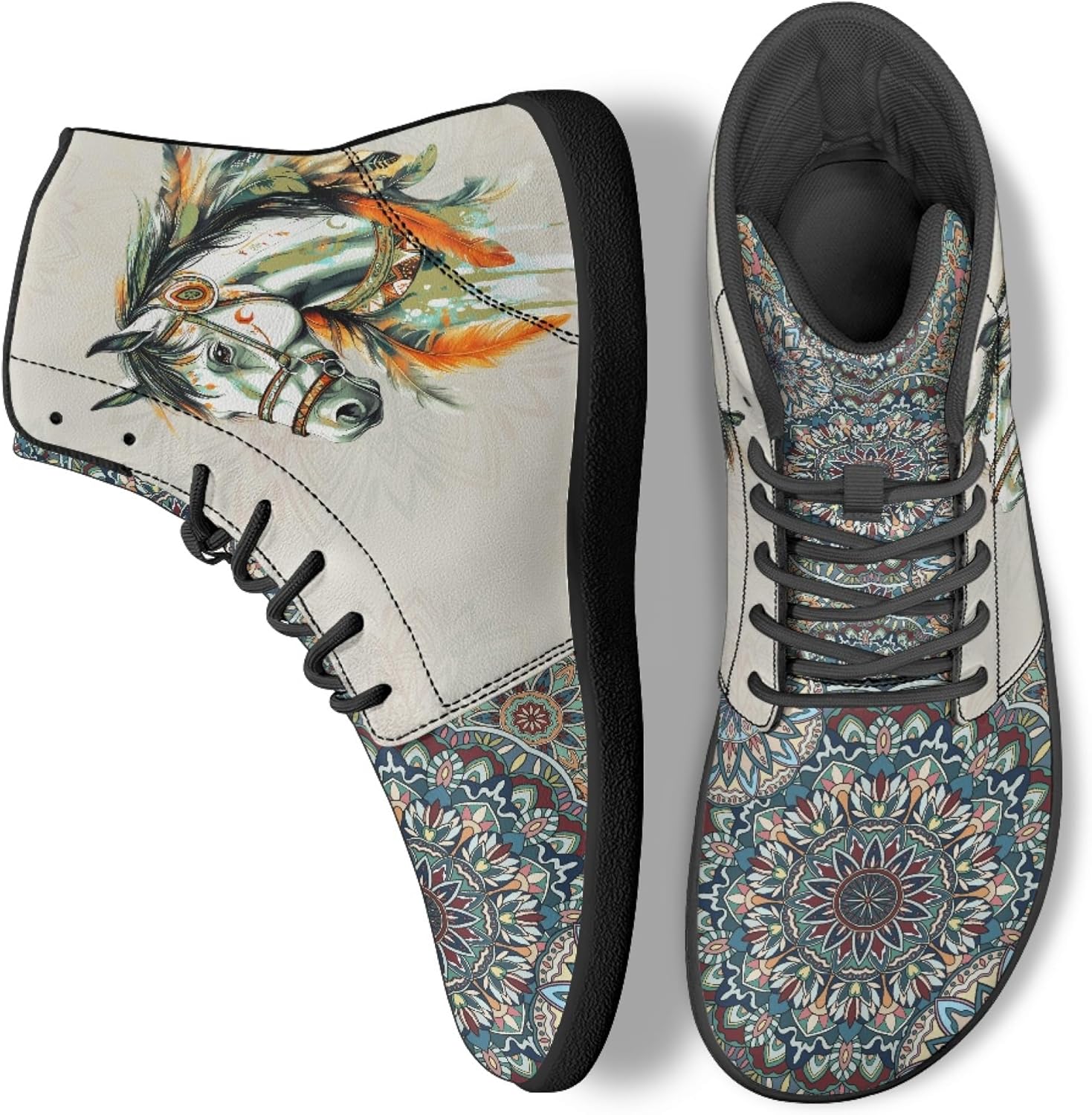 Кроссовки унисекс Бохо с принтом мандалы, босоножки с высоким верхом из PU-кожи для улицы Arleeorkee, Horse Mandala
Кроссовки унисекс Бохо с принтом мандалы, босоножки с высоким верхом из PU-кожи для улицы Arleeorkee, Horse Mandala