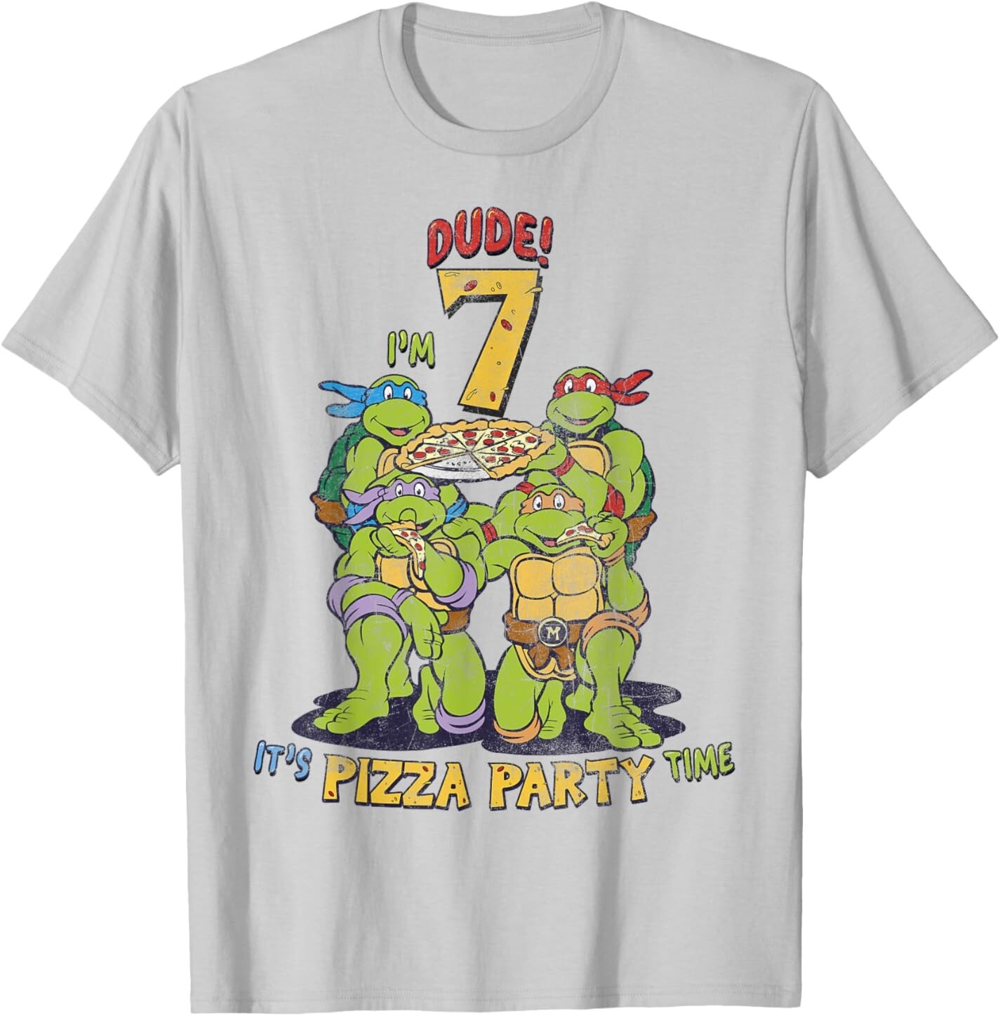 Мужская футболка Teenage Mutant Ninja Turtles I'm 7 Dude Pizza Birthday Party, серебристо-серый
Мужская футболка Teenage Mutant Ninja Turtles I'm 7 Dude Pizza Birthday Party, серебристо-серый
