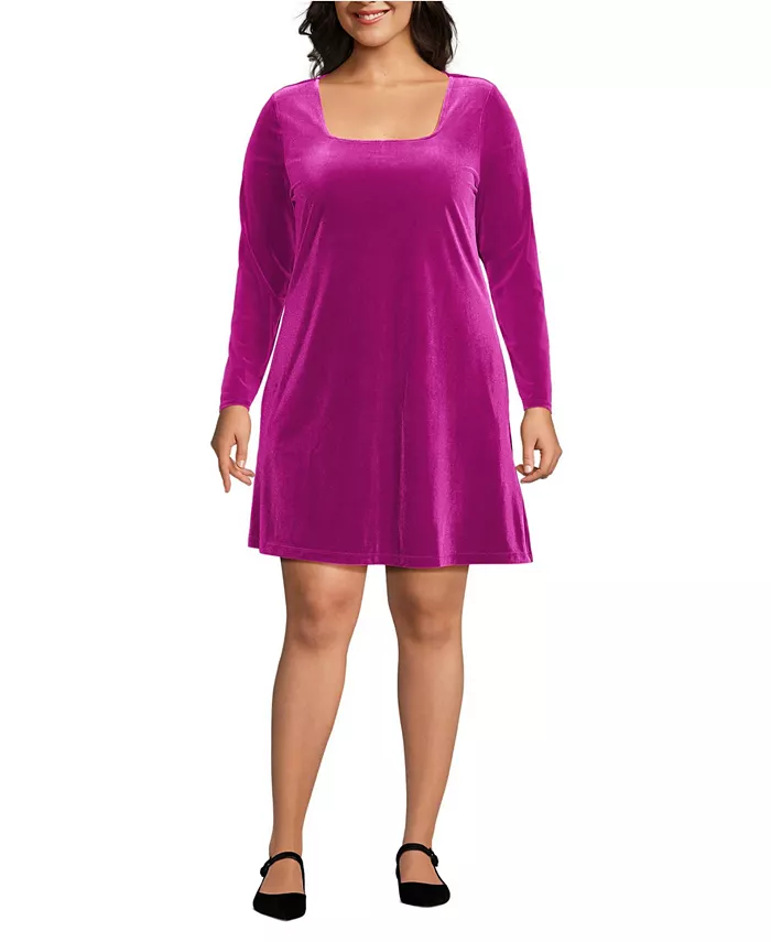 Платье больших размеров из трикотажного бархата с квадратным вырезом Lands' End, розовый
Платье больших размеров из трикотажного бархата с квадратным вырезом Lands' End, розовый