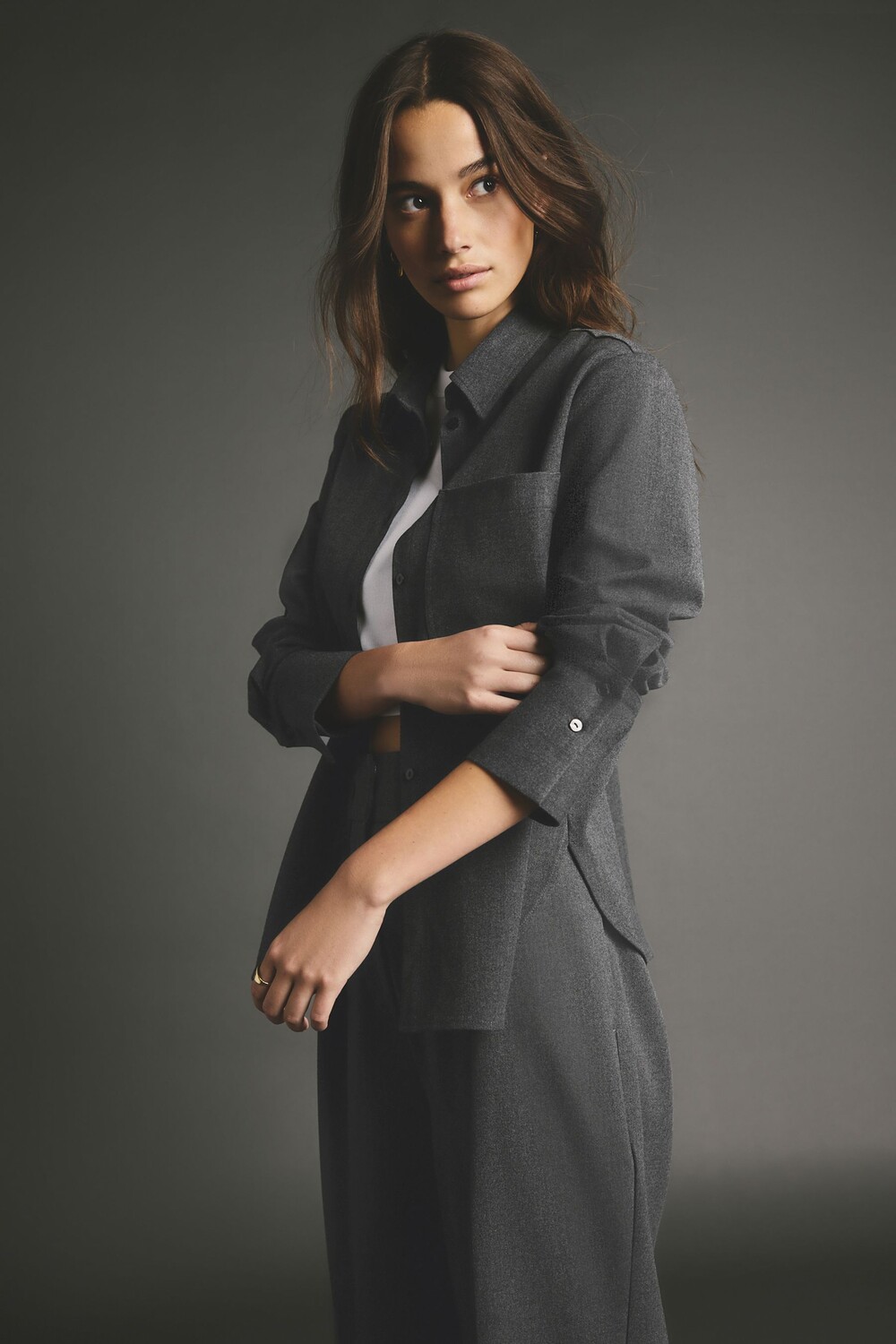 Рубашка с длинным рукавом Next, серый 
Рубашка с длинным рукавом Next, серый