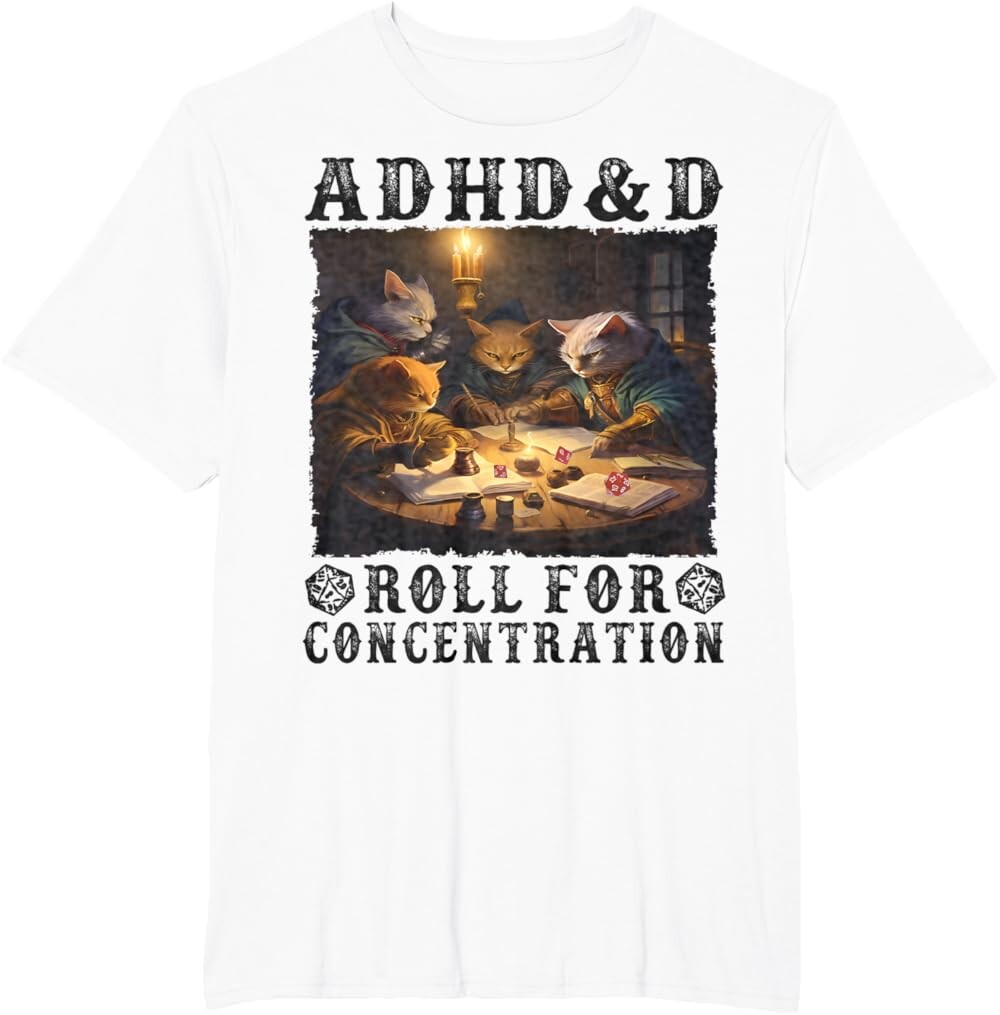 Мужская футболка Funny Tees Gamer RPG Apparel Cats RPG Gamer Roll For Concentration, белый
Мужская футболка Funny Tees Gamer RPG Apparel Cats RPG Gamer Roll For Concentration, белый