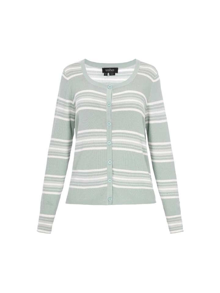 Usha BLACK LABEL Женский кардиган цвета шалфея и кремового оттенка
Usha BLACK LABEL Женский кардиган цвета шалфея и кремового оттенка