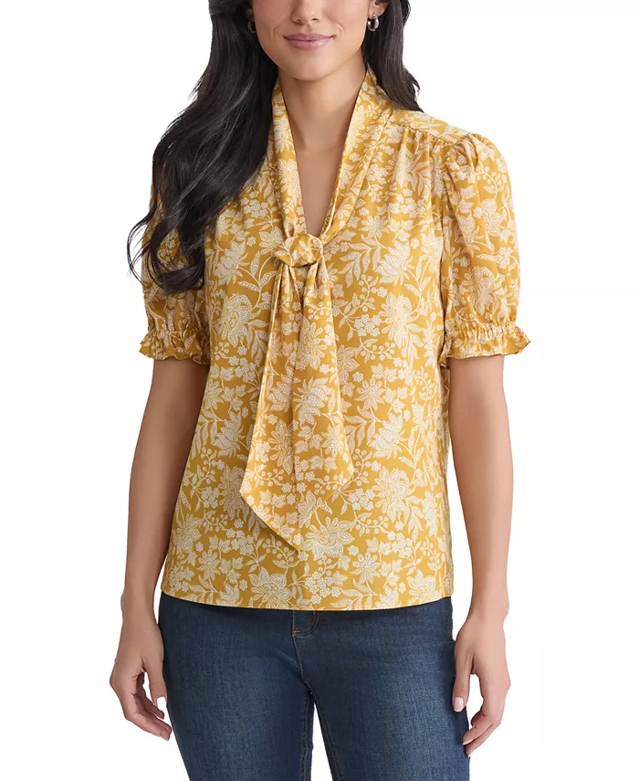 Миниатюрная блузка с принтом, завязкой на горловине и рукавами-буфами Jones New York, коричневый/бежевый
Миниатюрная блузка с принтом, завязкой на горловине и рукавами-буфами Jones New York, коричневый/бежевый