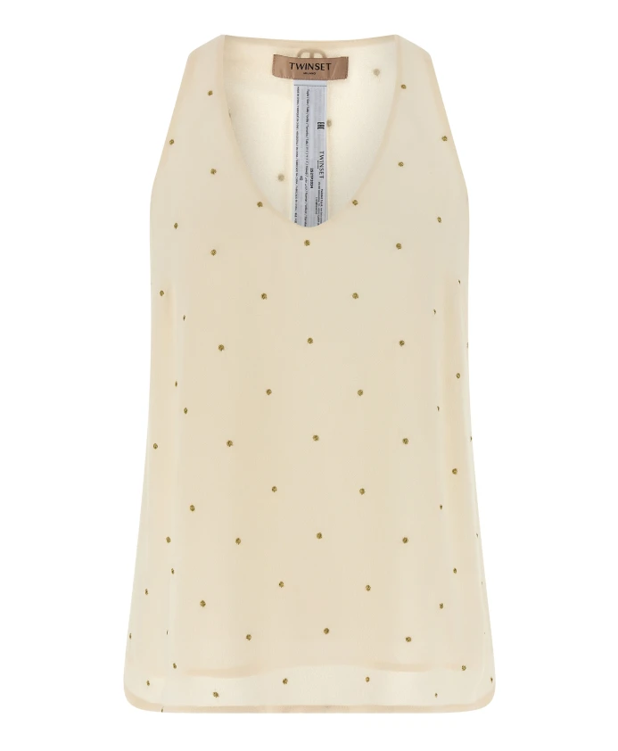 Майка с вышивкой из люрекса Twinset, бежевый
Майка с вышивкой из люрекса Twinset, бежевый