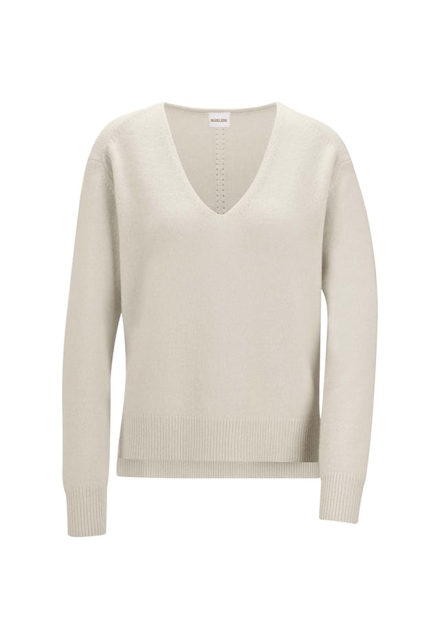 Кашемировый свитер с V-образным вырезом Madeleine, белый
Кашемировый свитер с V-образным вырезом Madeleine, белый
