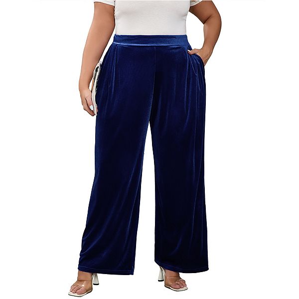 Женские брюки plus size с бархатистой тканью, широкие клеш, эластичный пояс, свободный крой и карманы Elitespirit, Royal Blue
Женские брюки plus size с бархатистой тканью, широкие клеш, эластичный пояс, свободный крой и карманы Elitespirit, Royal Blue
