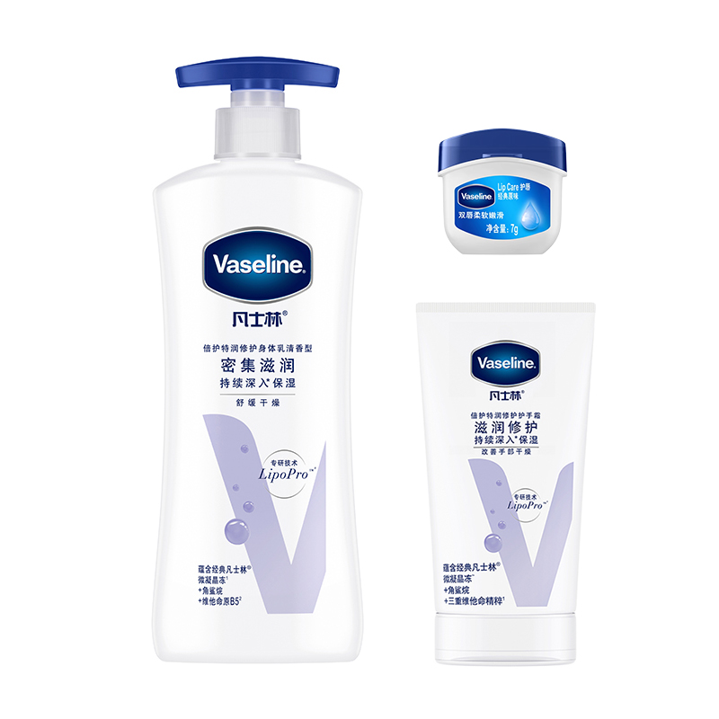 Набор для ухода: лосьон для тела, крем для рук и бальзам для губ питательный увлажняющий 400мл+50мл+7г Vaseline
Набор для ухода: лосьон для тела, крем для рук и бальзам для губ питательный увлажняющий 400мл+50мл+7г Vaseline