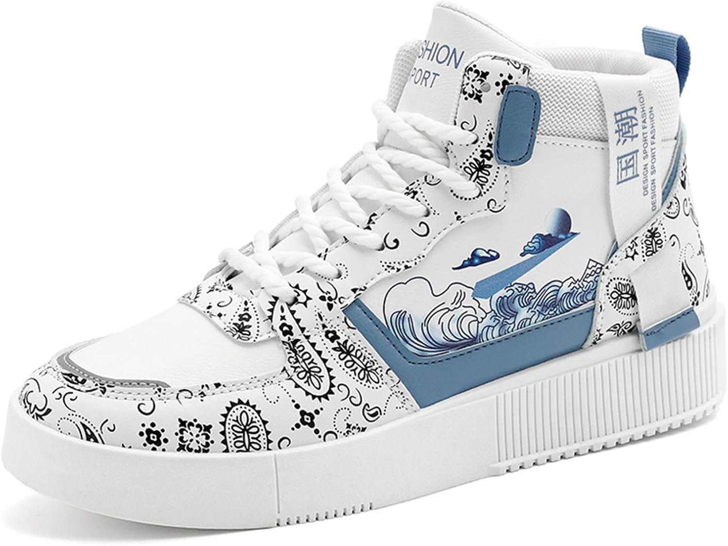 Мужские модные кроссовки высокие скейт-ботинки стильные кроссовки повседневные прогулочные туфли Spwagym, белый/синий
Мужские модные кроссовки высокие скейт-ботинки стильные кроссовки повседневные прогулочные туфли Spwagym, белый/синий