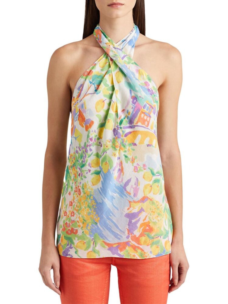 Льняной топ с лямкой Darby из вуали Ralph Lauren, цвет Yellow Blue 
Льняной топ с лямкой Darby из вуали Ralph Lauren, цвет Yellow Blue